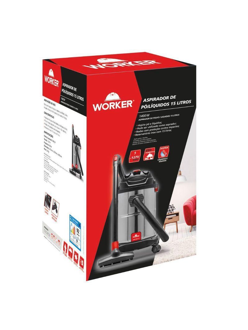 Aspirador De Pó E água 15 Litros 1400w 220v Worker