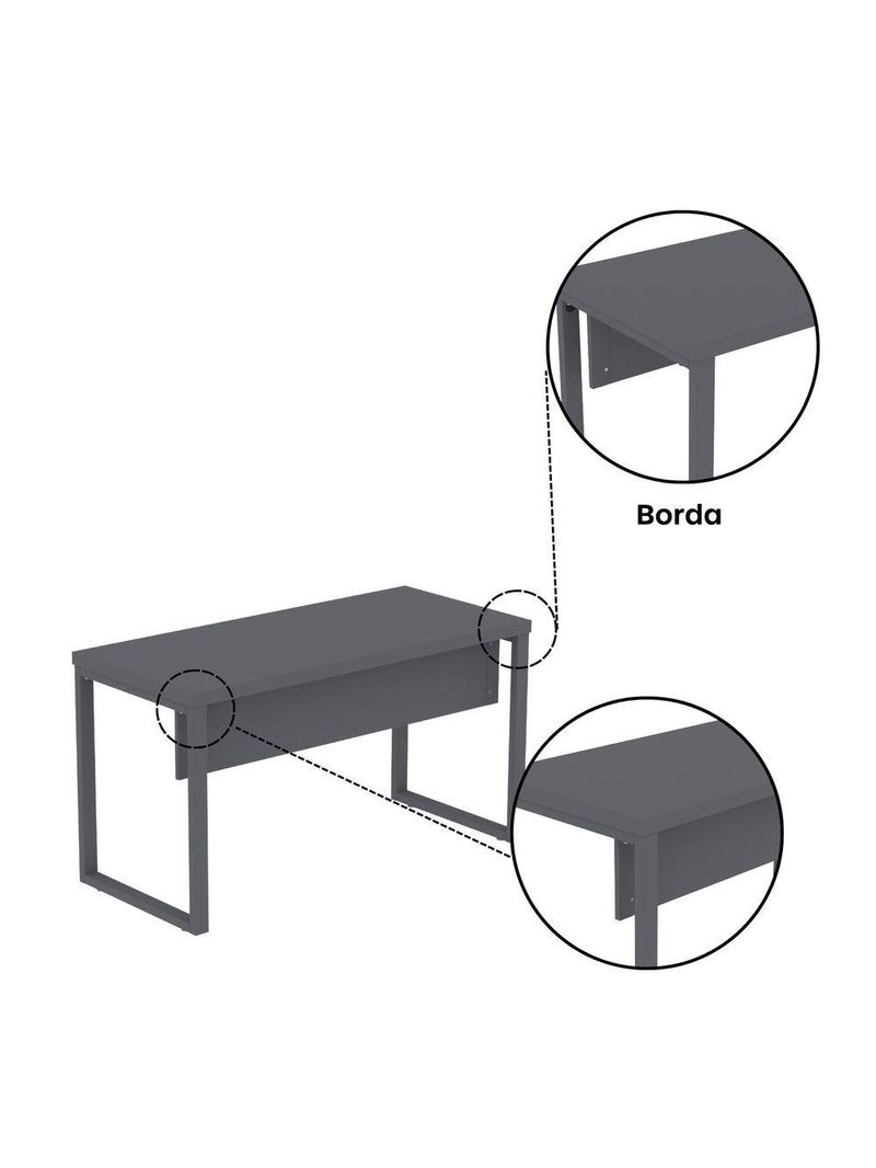 Mesa Escritório 1340x600x750mm M1340pe40tub Grafito