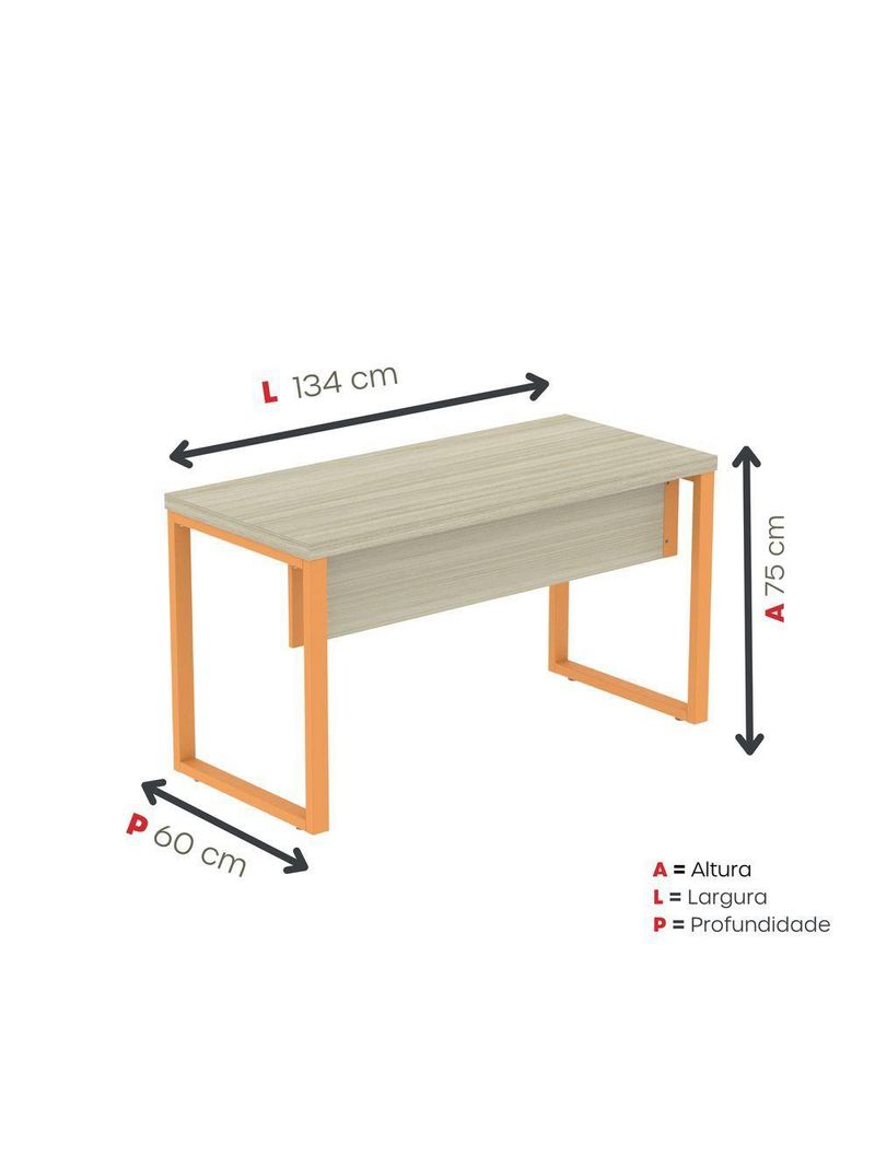 Mesa Escritório 1340x600x750mm M1340pe40tub Castanheira Natural-laranja Picasso