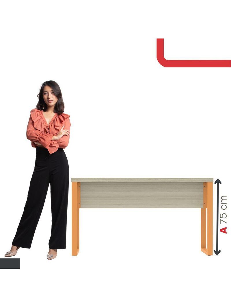 Mesa Escritório 1340x600x750mm M1340pe40tub Castanheira Natural-laranja Picasso