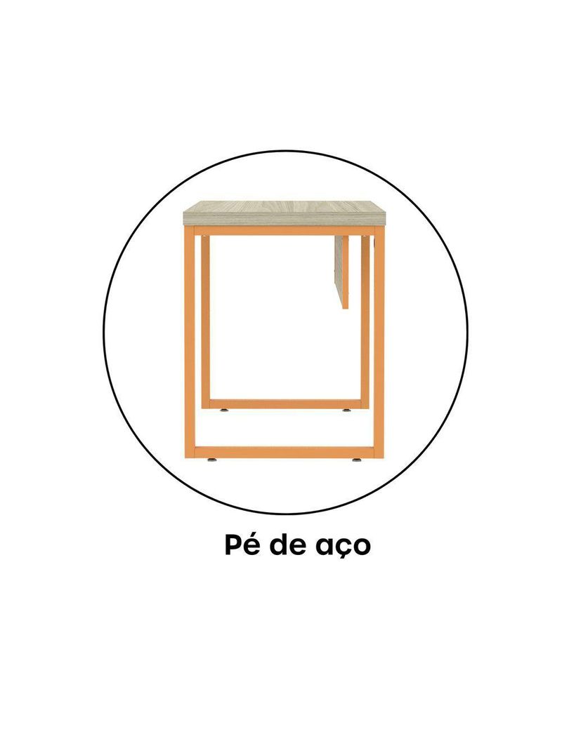 Mesa Escritório 1340x600x750mm M1340pe40tub Castanheira Natural-laranja Picasso