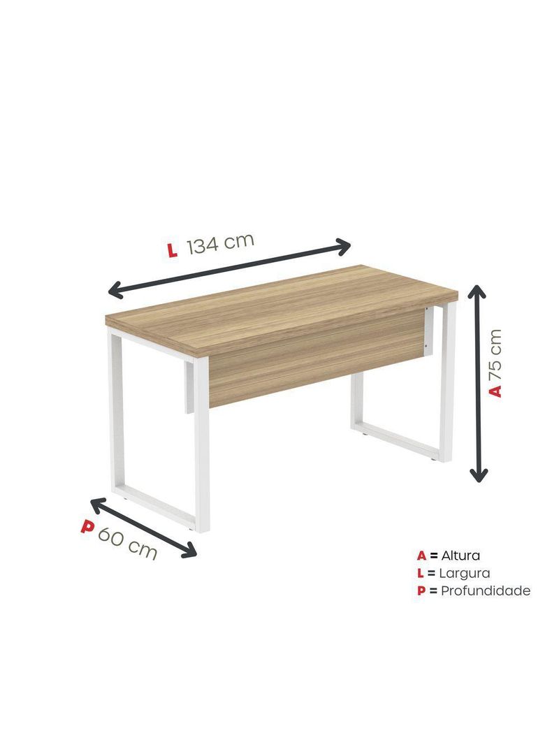 Mesa Escritório 1340x600x750mm M1340pe40tub Noce Naturalle-branco