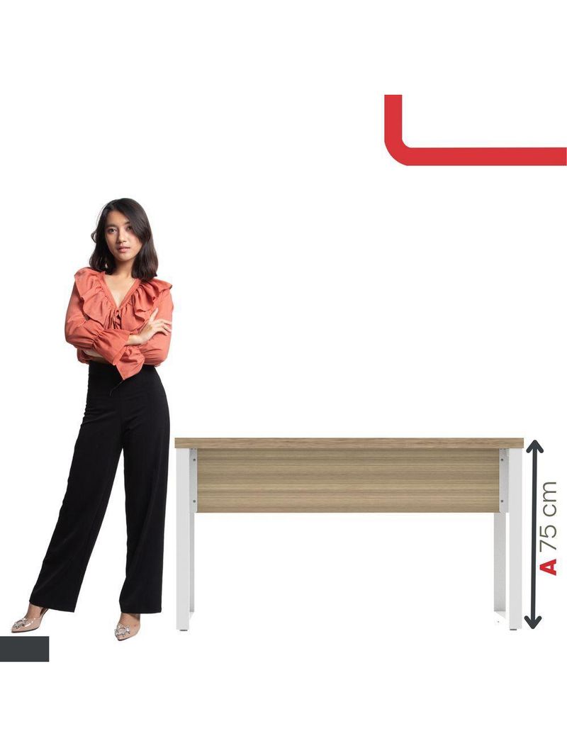 Mesa Escritório 1340x600x750mm M1340pe40tub Noce Naturalle-branco