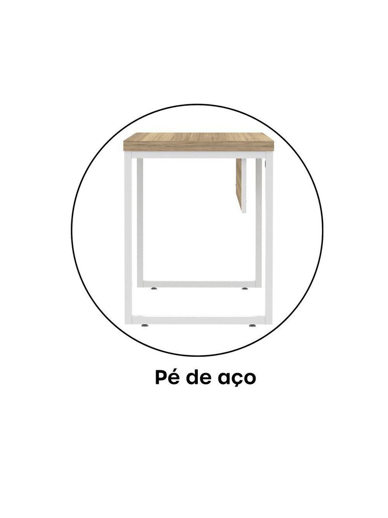 Mesa Escritório 1340x600x750mm M1340pe40tub Noce Naturalle-branco