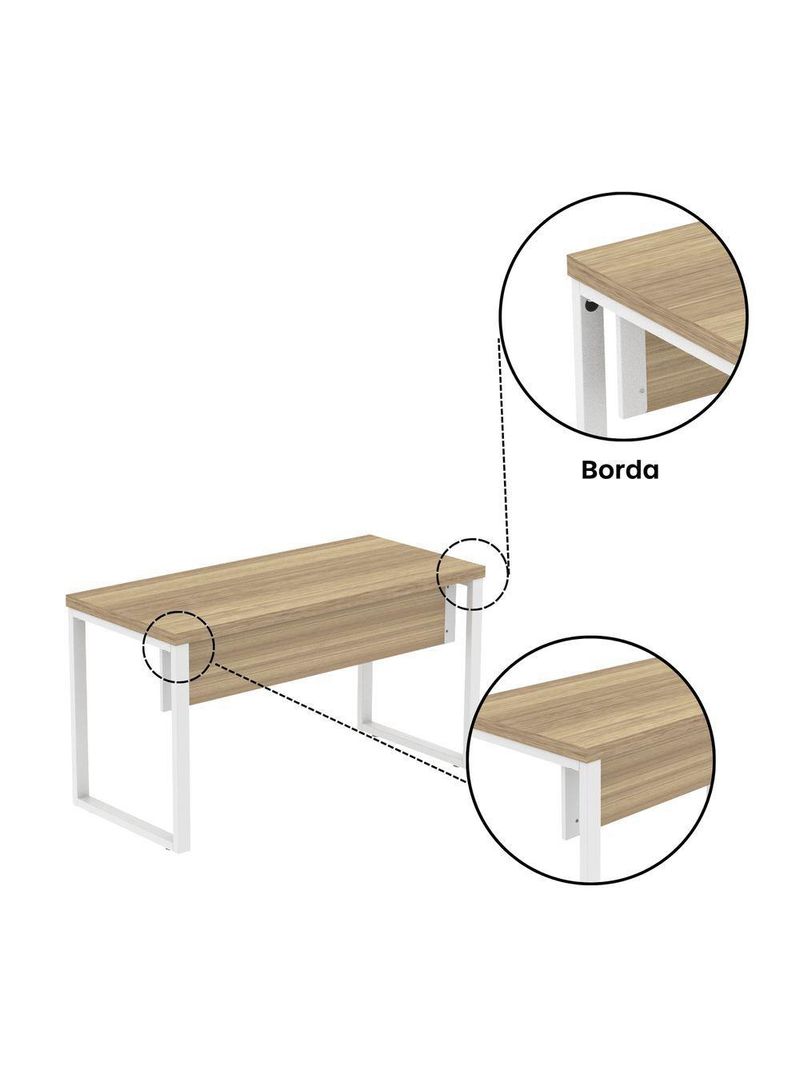 Mesa Escritório 1340x600x750mm M1340pe40tub Noce Naturalle-branco