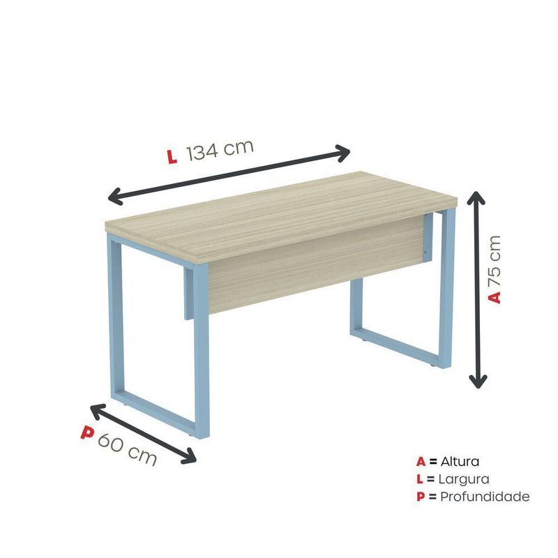 Mesa Escritório 1340x600x750mm M1340pe40tub Castanheira Natural-azul Dali