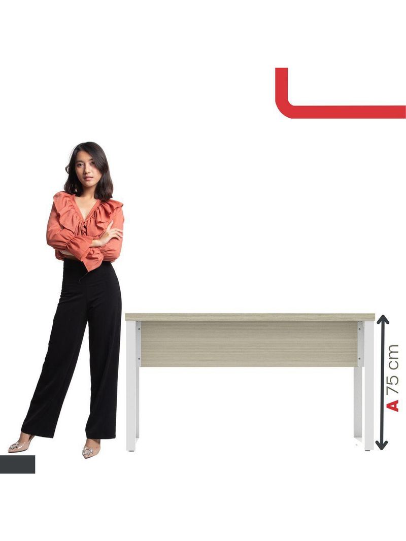 Mesa Escritório 1340x600x750mm M1340pe40tub Castanheira Natural-branco