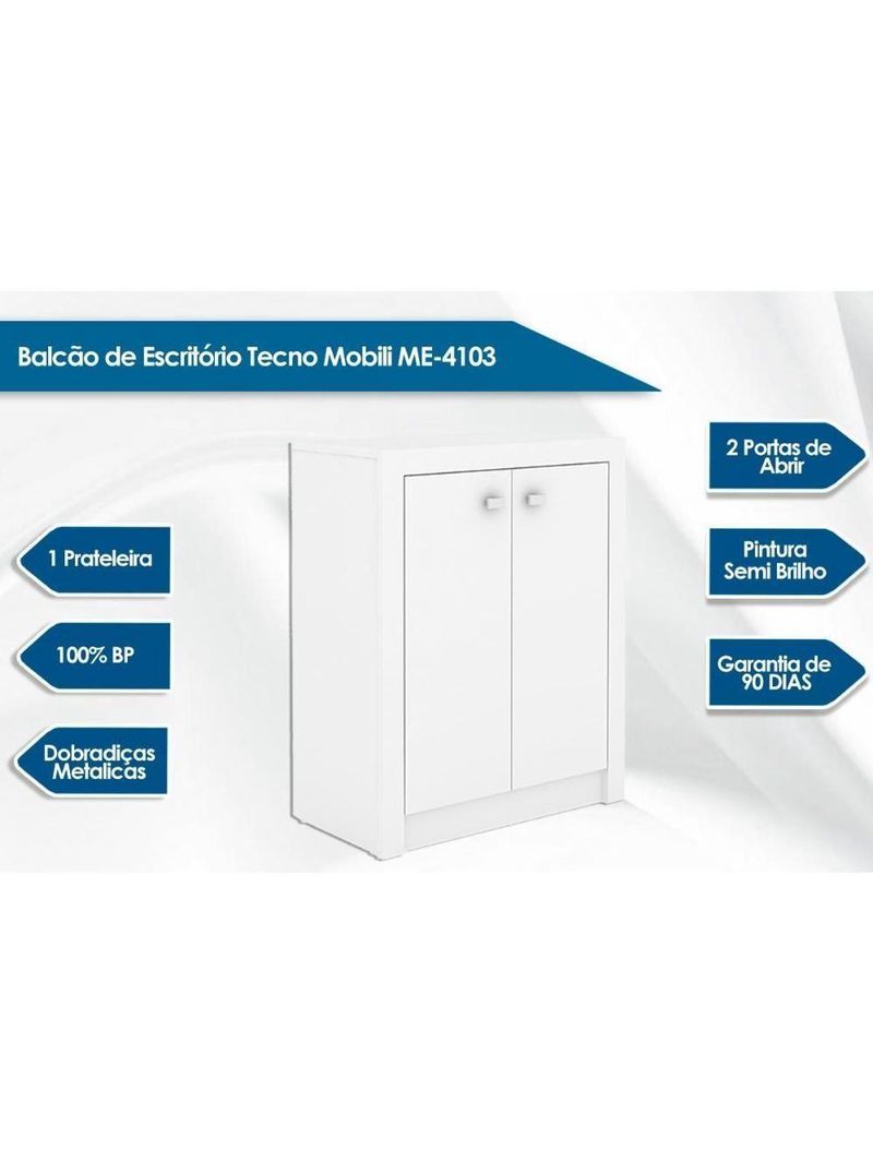 Balcão de Escritório ME4103 c/ 2 Portas Nogal - Tecno Mobili
