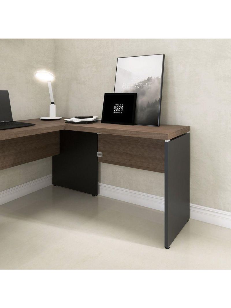 Complemento Para Mesa De Escritório 90cm Pe40 Preto-walnut
