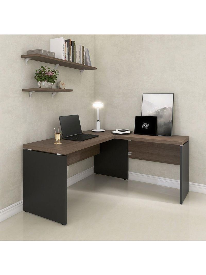 Complemento Para Mesa De Escritório 90cm Pe40 Preto-walnut
