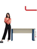 Mesa Escritório 1340x600x750mm M1340pe40tub Castanheira Natural-azul Delrei