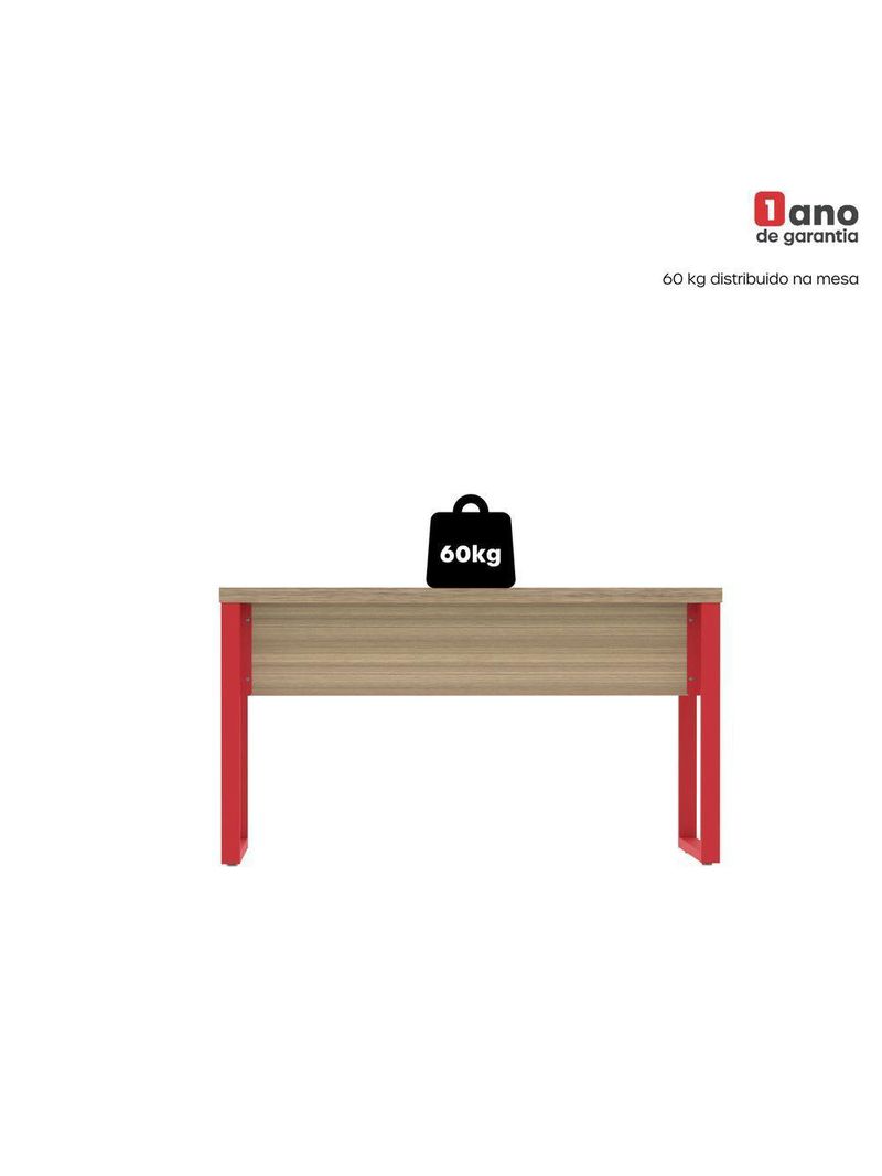 Mesa Escritório 1340x600x750mm M1340pe40tub Noce Naturalle-vermelho