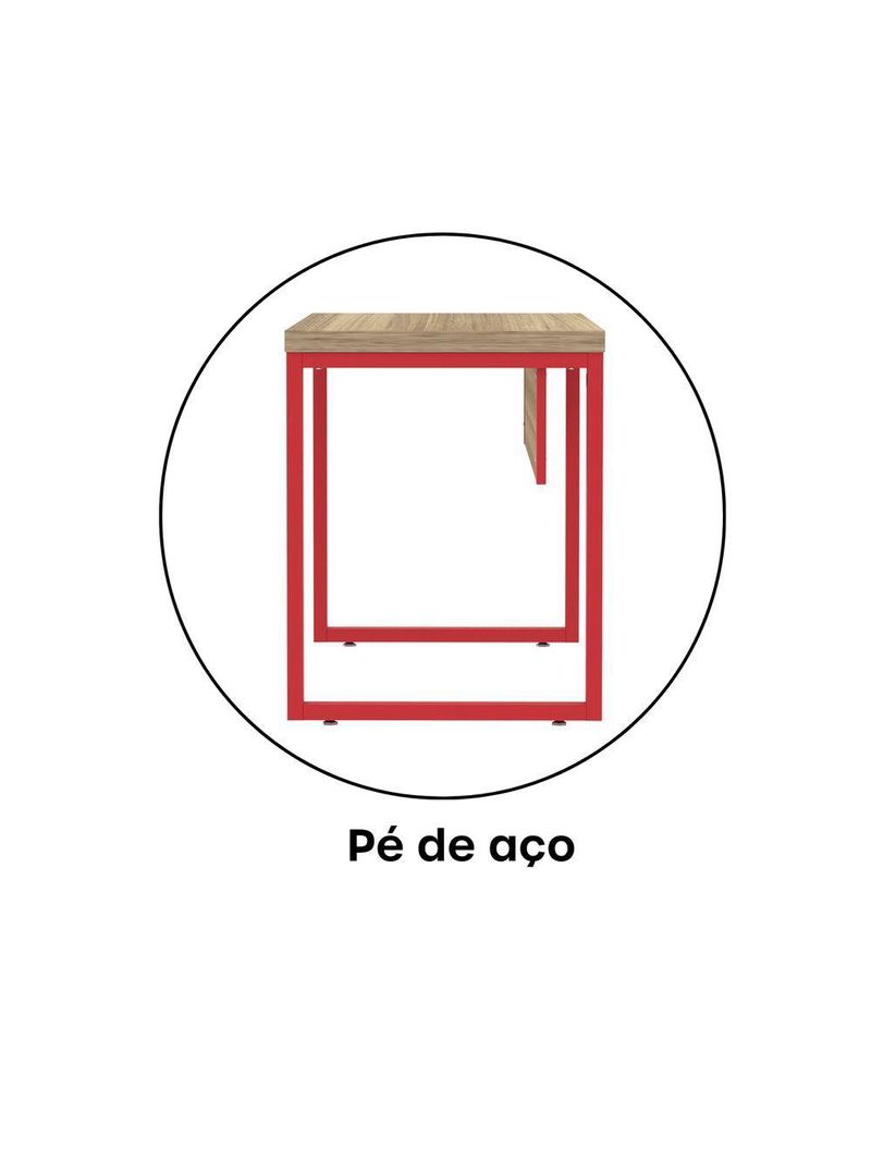 Mesa Escritório 1340x600x750mm M1340pe40tub Noce Naturalle-vermelho