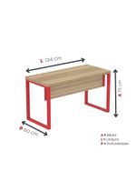 Mesa Escritório 1340x600x750mm M1340pe40tub Noce Naturalle-vermelho