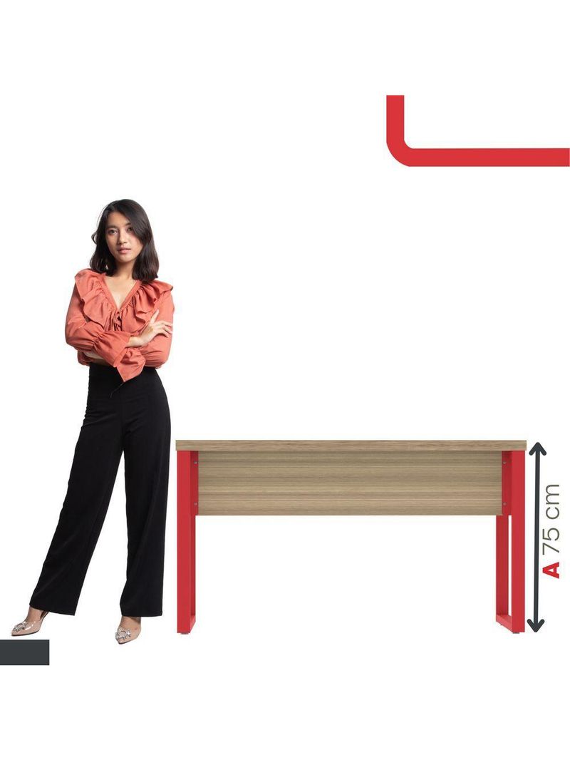 Mesa Escritório 1340x600x750mm M1340pe40tub Noce Naturalle-vermelho