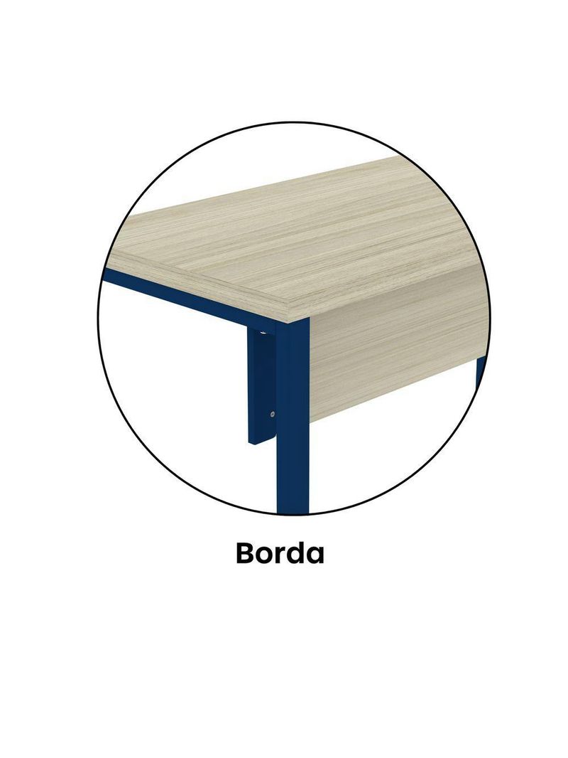 Mesa Escritório 1340x600x750mm M1340pe40tub Castanheira Natural-azul Delrei