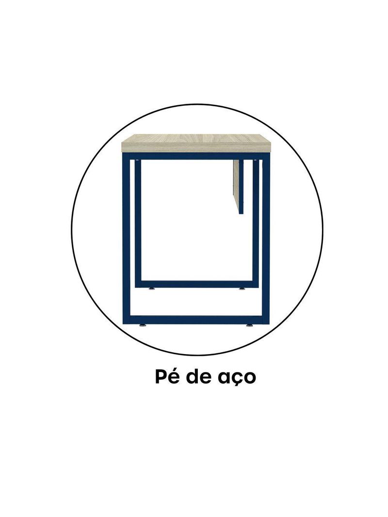Mesa Escritório 1340x600x750mm M1340pe40tub Castanheira Natural-azul Delrei