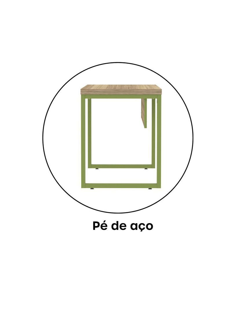 Mesa Escritório 1340x600x750mm M1340pe40tub Noce Naturalle-verde Miró