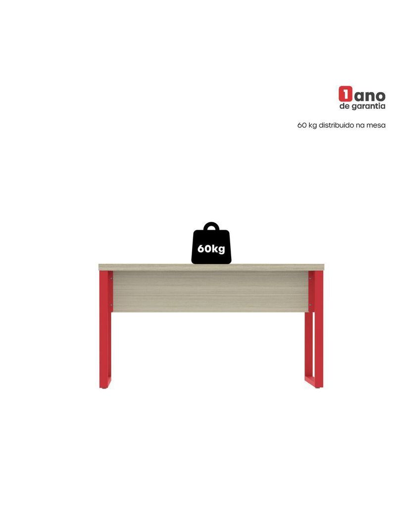 Mesa Escritório 1340x600x750mm M1340pe40tub Castanheira Natural-vermelho