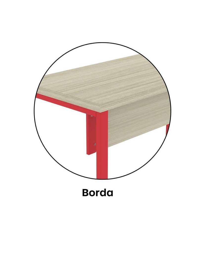 Mesa Escritório 1340x600x750mm M1340pe40tub Castanheira Natural-vermelho