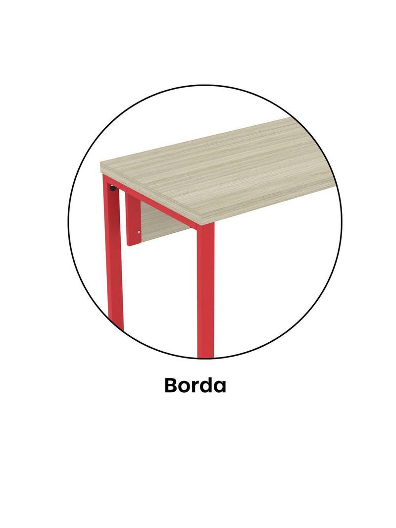Mesa Escritório 1340x600x750mm M1340pe40tub Castanheira Natural-vermelho