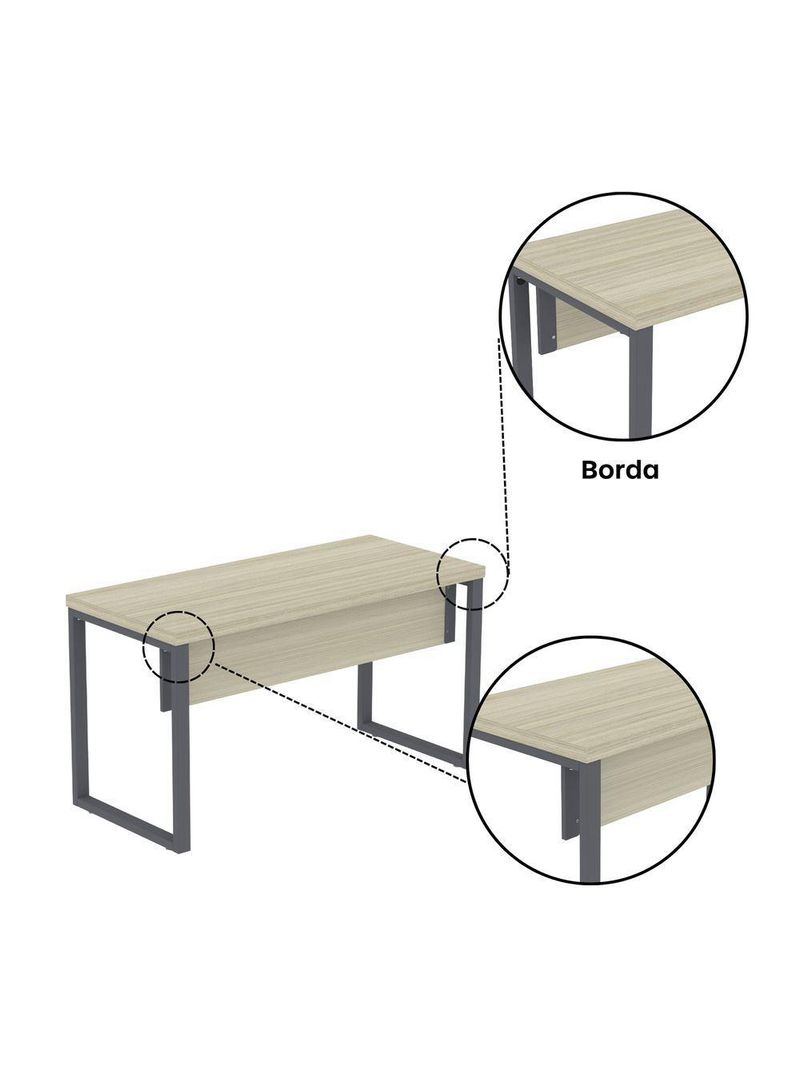 Mesa Escritório 1340x600x750mm M1340pe40tub Castanheira Natural-grafito