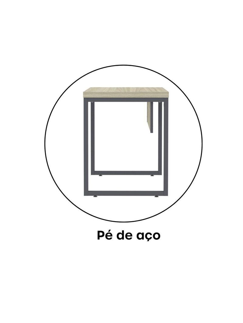 Mesa Escritório 1340x600x750mm M1340pe40tub Castanheira Natural-grafito
