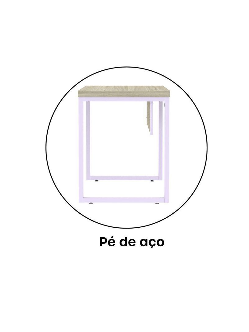 Mesa Escritório 1340x600x750mm M1340pe40tub Castanheira Natural-lilas