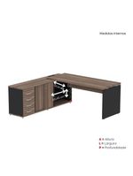 Mesa Pé Balcão Escritório Com 4 Gavetas 189x180cm Preto-walnut