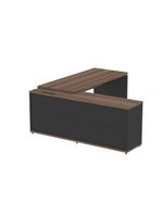 Mesa Pé Balcão Escritório Com 4 Gavetas 189x180cm Preto-walnut