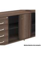 Mesa Pé Balcão Escritório Com 4 Gavetas 189x180cm Preto-walnut
