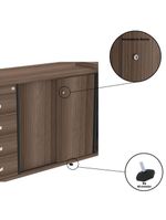 Mesa Pé Balcão Escritório Com 4 Gavetas 189x180cm Preto-walnut