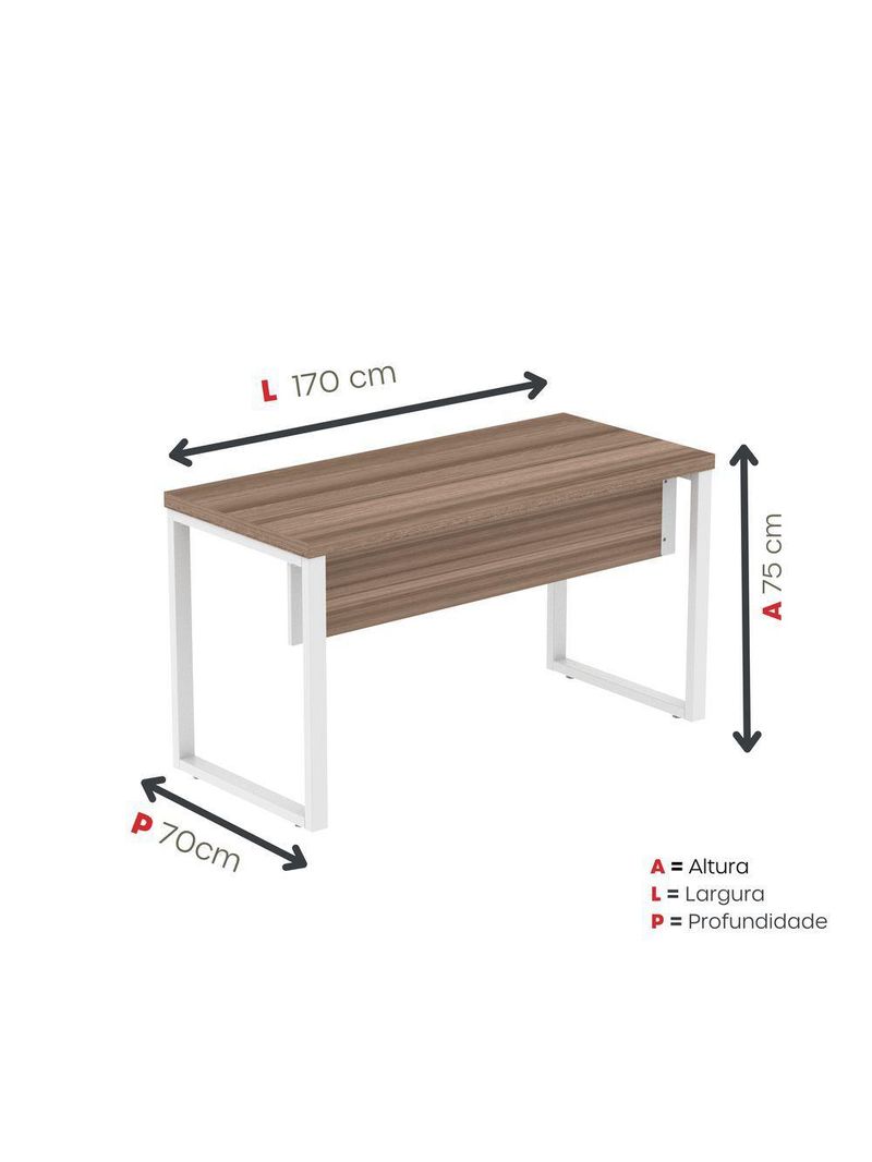 Mesa Escritório 1700x700x750 M170-70pe40tub Walnut-branco