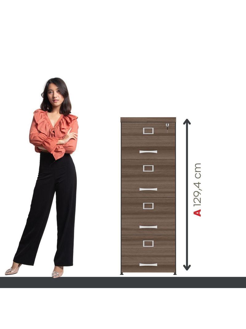 Arquivo De Escritório Em Madeira 4 Gavetas Pe40 Preto-walnut