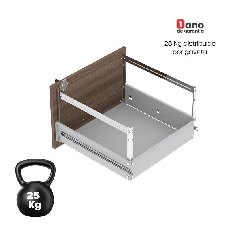 Arquivo De Escritório Em Madeira 4 Gavetas Pe40 Preto-walnut