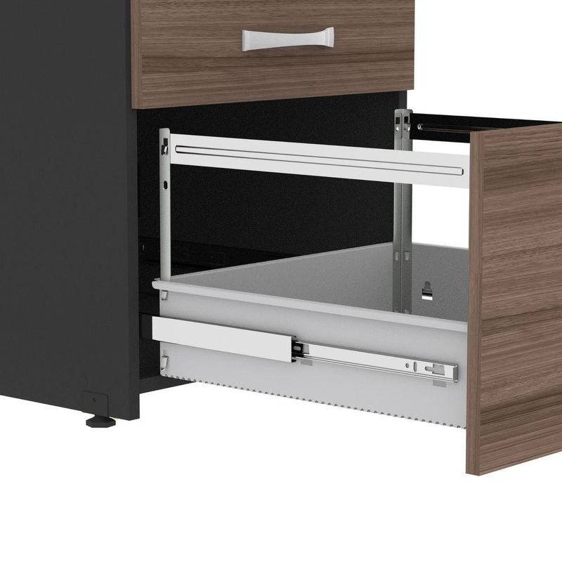 Arquivo De Escritório Em Madeira 4 Gavetas Pe40 Preto-walnut