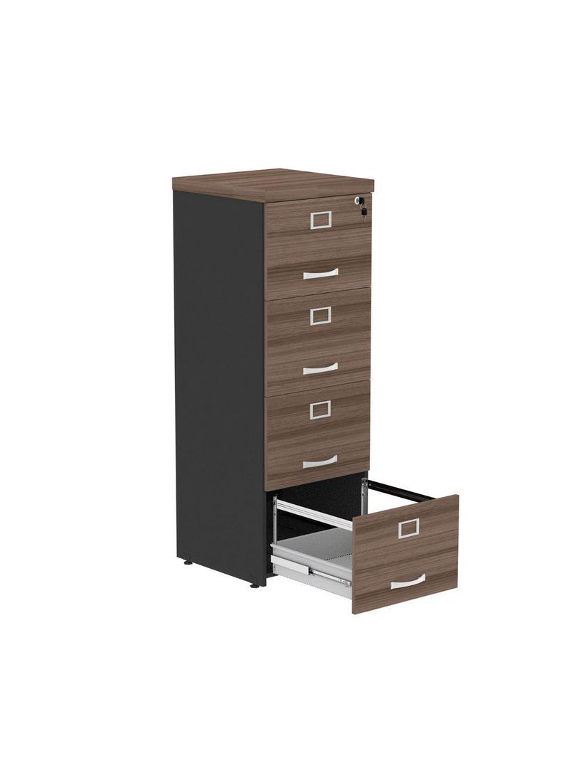 Arquivo De Escritório Em Madeira 4 Gavetas Pe40 Preto-walnut