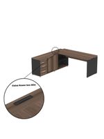Mesa Pé Balcão Escritório Com 3 Gavetas 189x180cm Preto-walnut