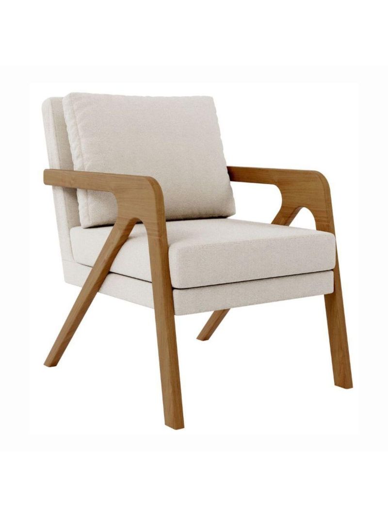 Poltrona Decorativa Moderna Luxo Para Sala Escritório Xangai Bouclé Bege