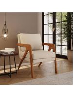 Poltrona Decorativa Moderna Luxo Para Sala Escritório Xangai Bouclé Bege