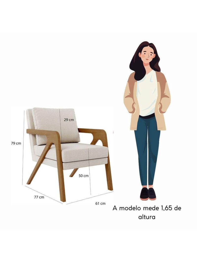 Poltrona Decorativa Sala De Estar Escritório Recepção Olinda Bouclé Bege