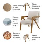 Poltrona Decorativa Sala De Estar Escritório Recepção Olinda Bouclé Bege