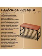 Sapateira Banco Estofado Assento Organizador Prateleiras Cor:caramelo