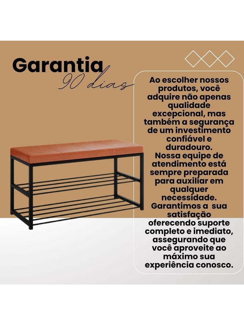 Sapateira Banco Estofado Assento Organizador Prateleiras Cor:caramelo