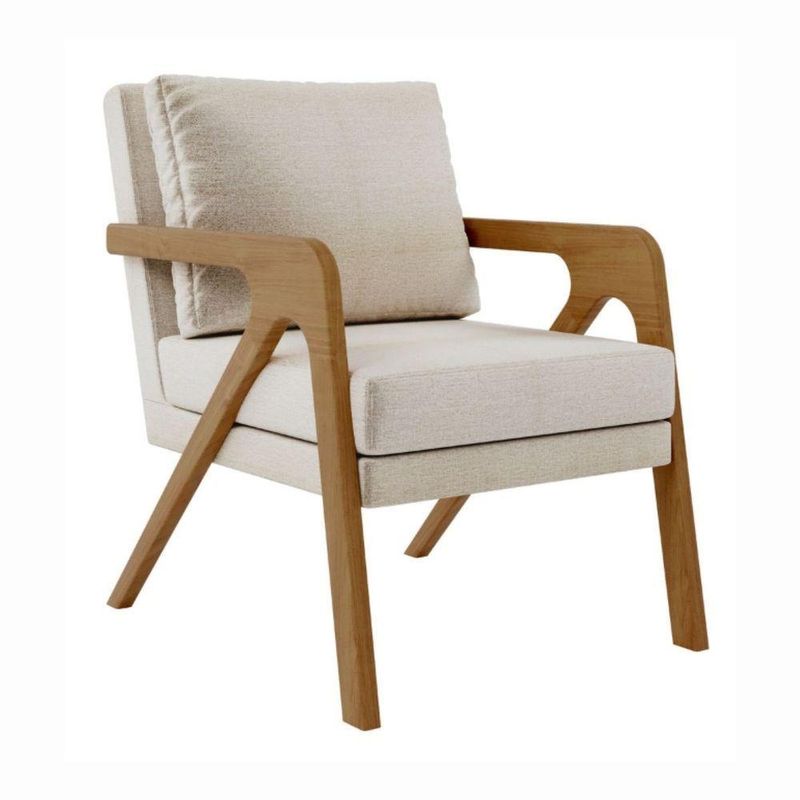 Poltrona Decorativa Moderna Luxo Para Sala Escritório Xangai Linho Bege