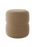 Kit 2 Poltrona Decorativa Puff Sala Moderno Escritório Maia Linho Bege