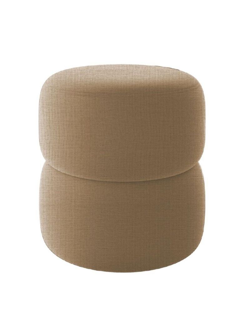 Kit 2 Poltrona Decorativa Puff Sala Moderno Escritório Maia Linho Bege