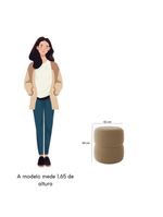 Kit Poltrona E Puff Decorativo Escritório Sala Recepção Maia Linho Bege