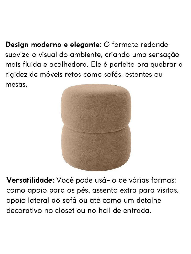 Kit 2 Poltrona Decorativa Puff Sala Moderno Escritório Maia Bouclé Bege