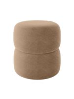 Kit 2 Poltrona Decorativa Puff Sala Moderno Escritório Maia Bouclé Bege